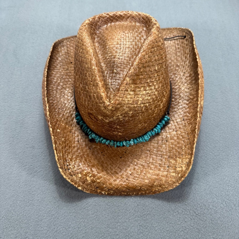 Charlie 1 Horse Cowboy Hat Women Medium Brown Straw Turquoise Beaded Band
